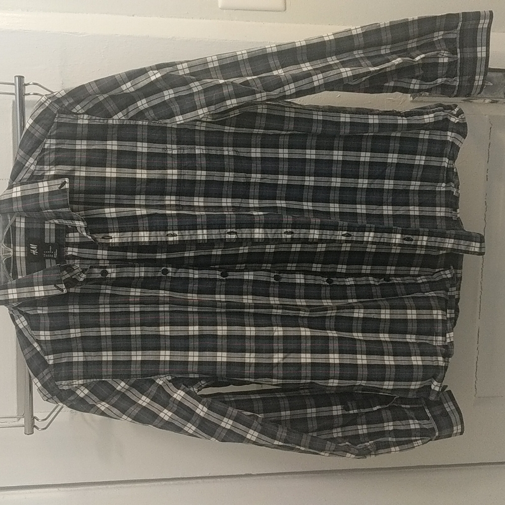 Men's long sleeve button down shirt.